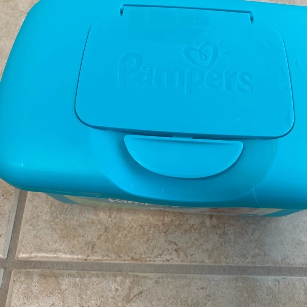 Rare Vintage Pampers Baby Wipes Dispenser Empty Pop Up Green Plastic Container